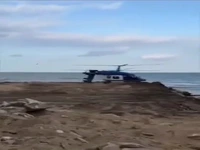 لحظات پایانی سقوط بالگرد روسیه در ساحل خزر