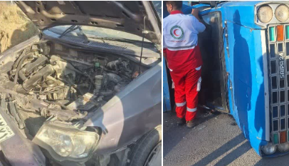  امدادرسانی به مصدومان حادثه رانندگی در محور سامان به پل زمانخان