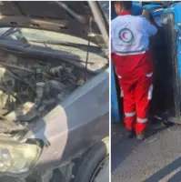 امدادرسانی به مصدومان حادثه رانندگی در محور سامان به پل زمانخان