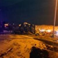 واژگونی تانکر حامل بنزین در محور قم-اراک