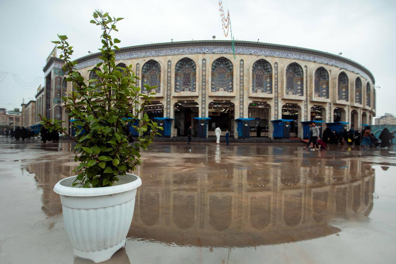 حال و هوای بارانی شهر کربلا و حرم مطهر سید‌الشهدا(ع)