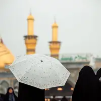 حال و هوای بارانی شهر کربلا و حرم مطهر سید‌الشهدا(ع)
