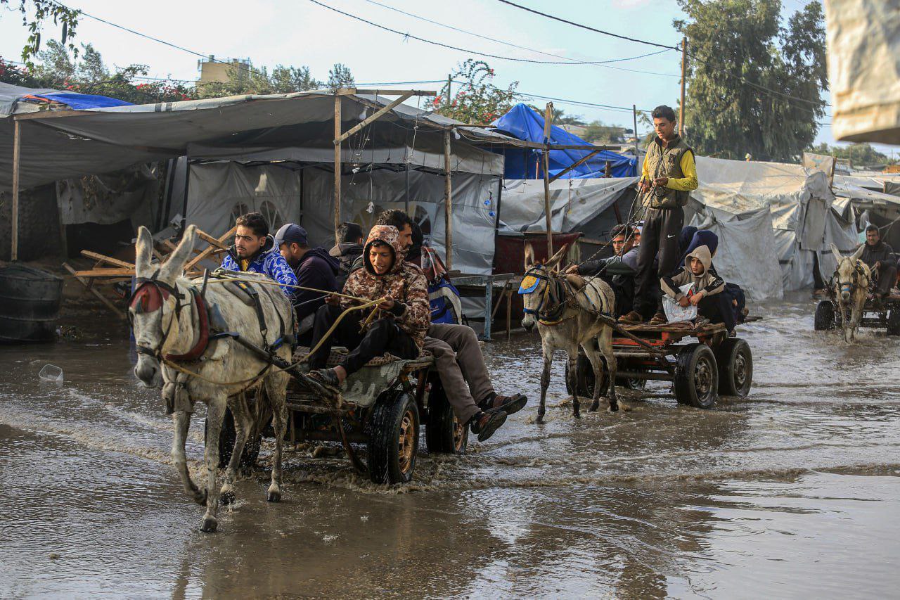 چادرهای مردم غزه غرق در آب