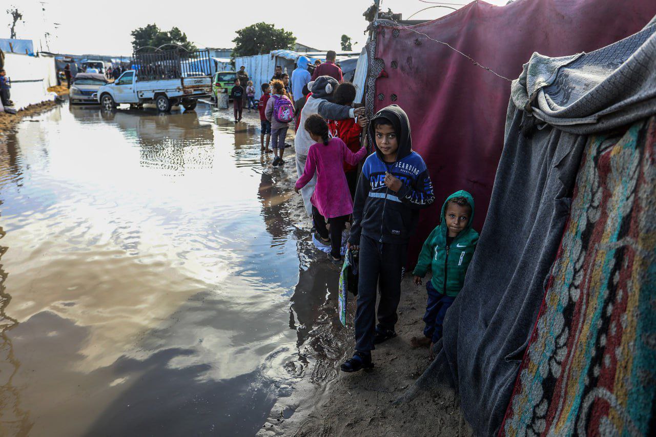 چادرهای مردم غزه غرق در آب