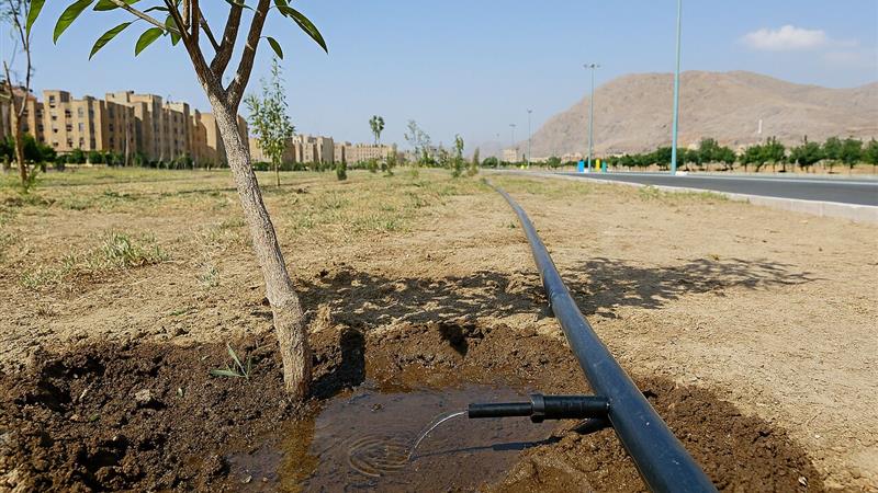 اجرای سیستمهای نوین و آبیاری قطرهای در ۴۰ هکتار فضای سبز اراک