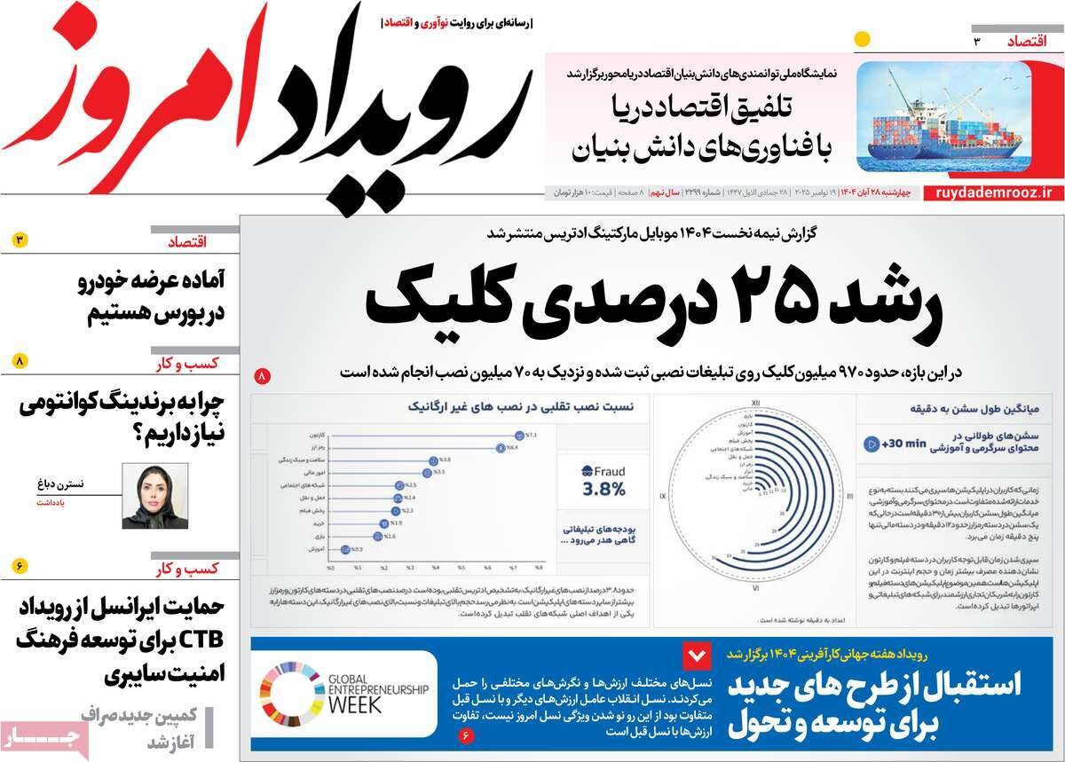 صفحه نخست روزنامه‌های اصفهان در ۲۸ آبان