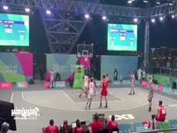لحظاتی از بازی نیمه نهایی بسکتبال ۳ نفره مردان ایران مقابل بحرین