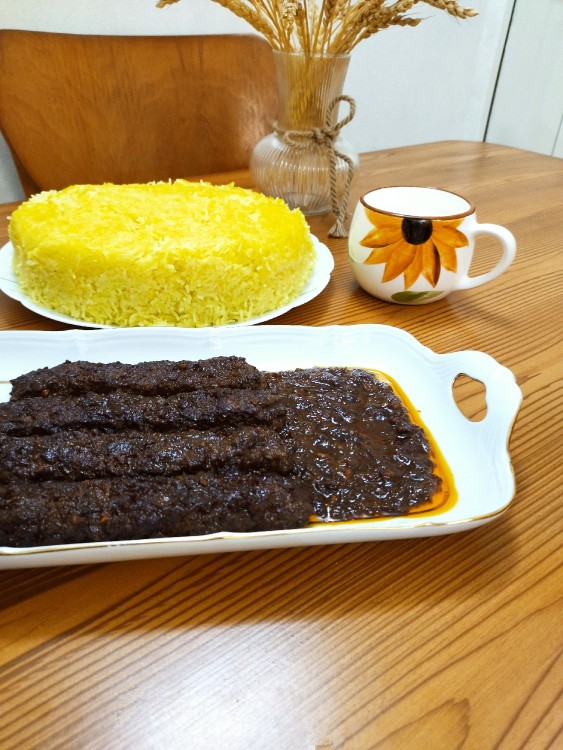 از شما/کباب تابه‌ای ترش با کته زعفرانی 🍂