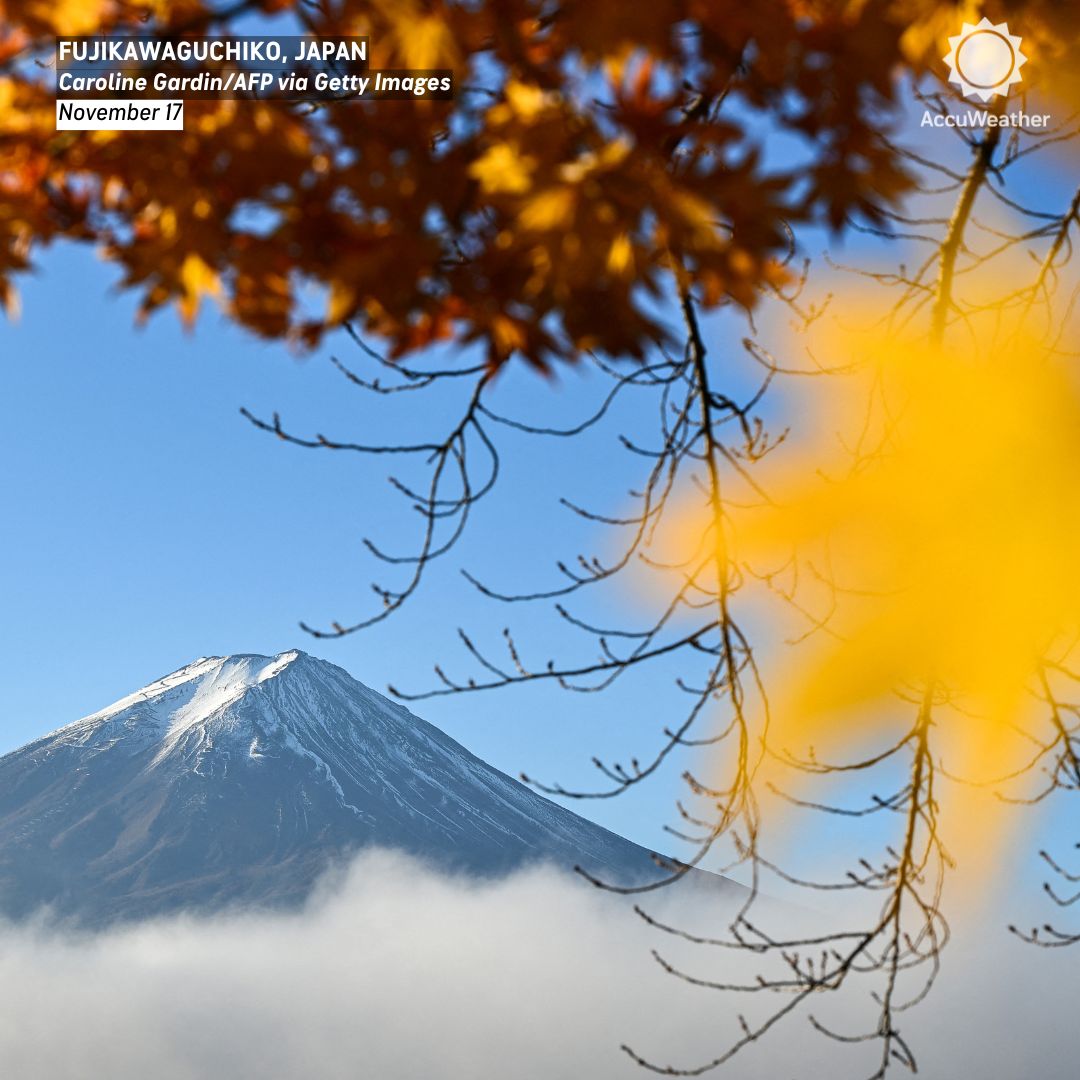 مناظر پاییزی با کوه فوجی ژاپن 