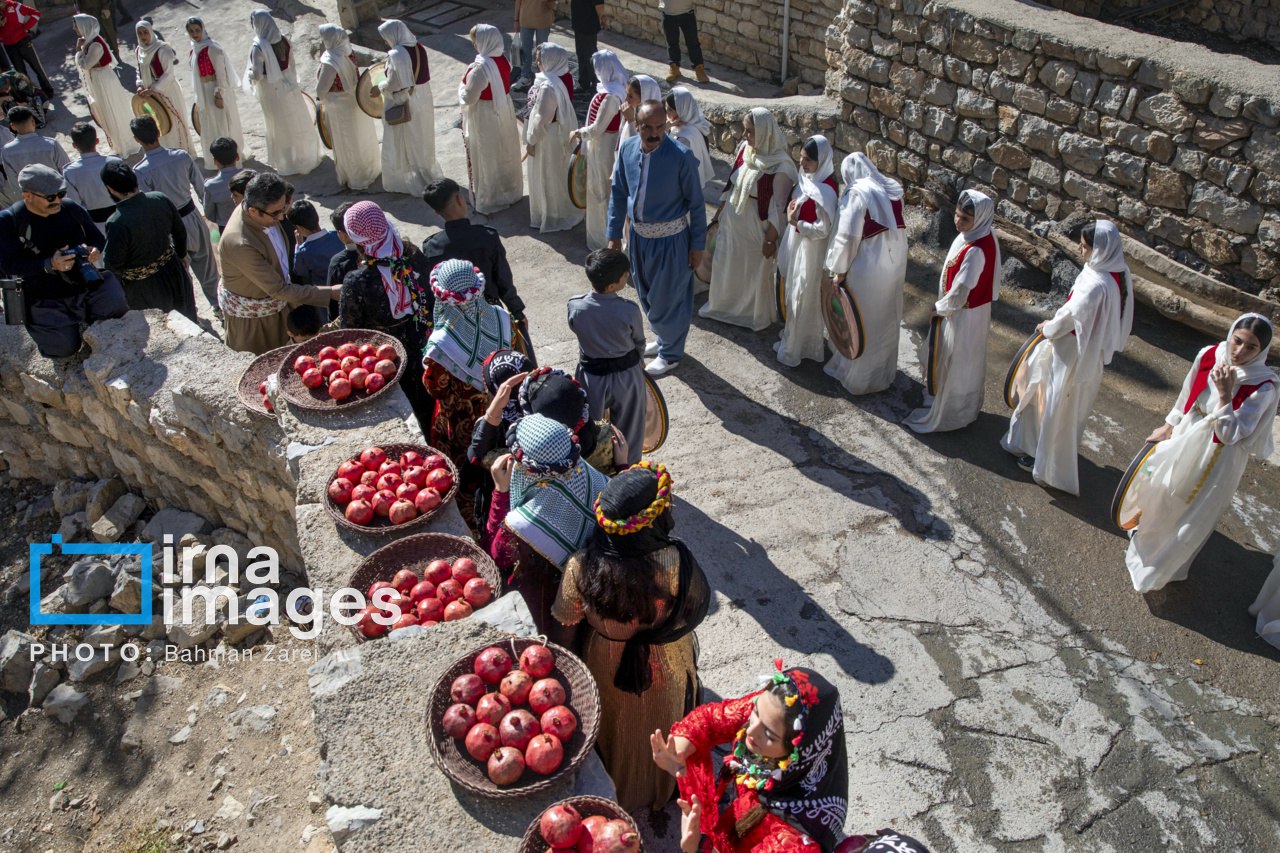 عکس/جشن شکرانه برداشت انار در روستای ساتیاری