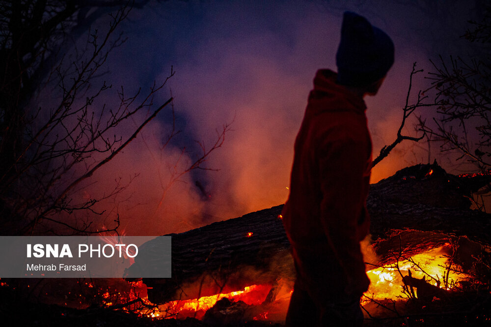 عکس/ عملیات مهار آتشسوزی مناطق کوهستانی روستاهای دلیر و الیت