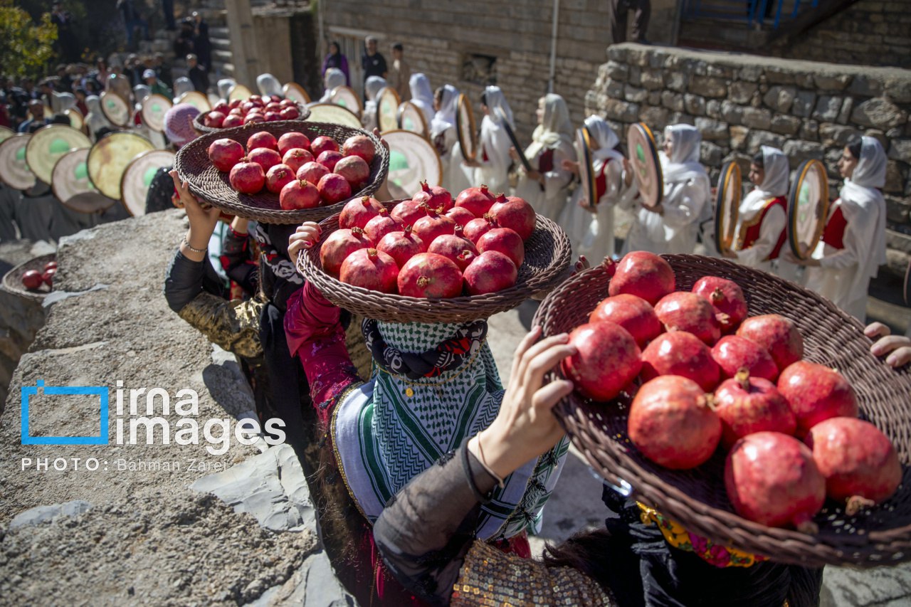 عکس/جشن شکرانه برداشت انار در روستای ساتیاری