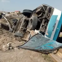 واژگونی اتوبوس در جاده بردسکن به سبزوار با 2 کشته و 40 مصدوم