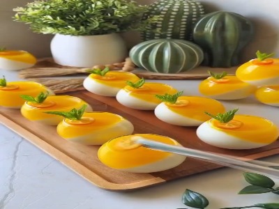 محلبی لطیف با روکشی از سس پرتقال پاییزی