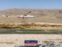 عملیات آبگیری بالگرد جمعیت هلالاحمر برای اطفای حریق جنگلهای ارسباران