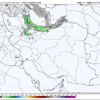 تصویری از مجموع بارش امروز