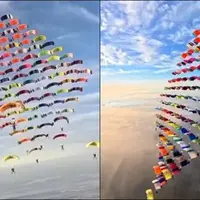 ۱۰۴ چترباز در یک نمایش گروهی رکورد شکستند!