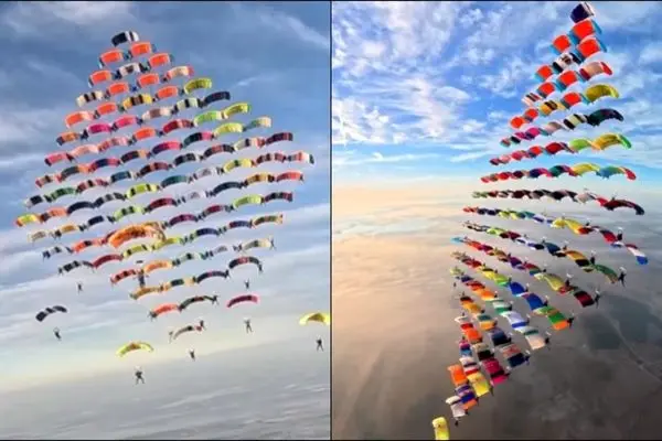 ۱۰۴ چترباز در یک نمایش گروهی رکورد شکستند!