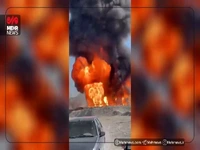 فیلم/ آتش‌سوزی شدید انبار دپوی سوخت قاچاق در شهرستان سرباز