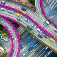 جاده‌های شهر گوانگژو درچین 