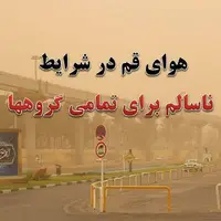 وضعیت هوای قم در شرایط ناسالم برای تمام گروه‌ها