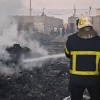 مهار حریق گسترده انبار ضایعات در روستای تل‌سیاه