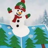 کارت آدم برفی و درخت کریسمس