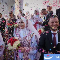  مراسم عروسی دسته‌جمعی در غزه پس از دو سال جنگ