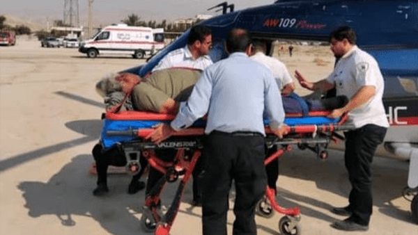 انتقال فوری بیمار حاد قلبی از کلمه به بوشهر با بالگرد اورژانس