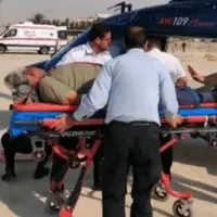 انتقال فوری بیمار حاد قلبی از کلمه به بوشهر با بالگرد اورژانس