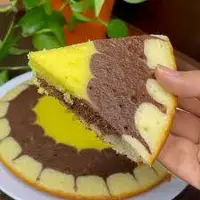 کیک دو رنگ موج دار هم خوشرنگه هم خوشمزه