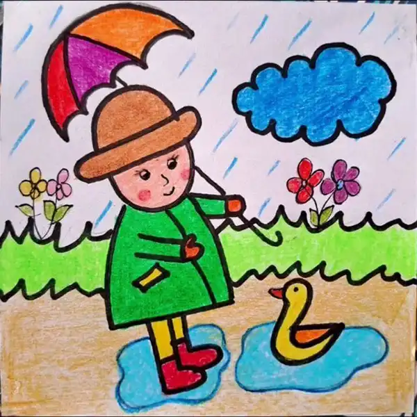 نقاشی ساده و شیرین پسر بچه