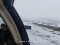 بارش برف در جاده مریوان