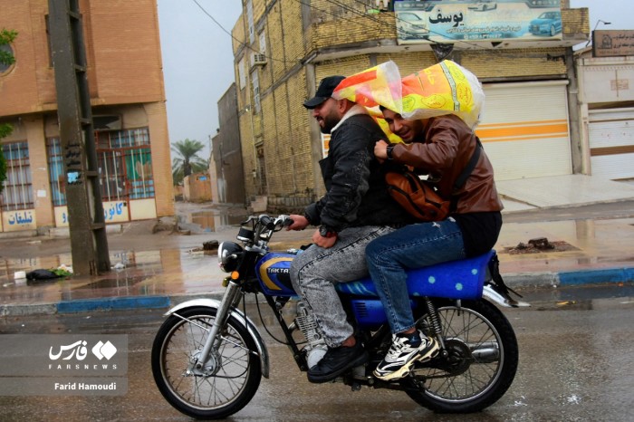 باران خیابان‌های خرمشهر را ونیزی کرد