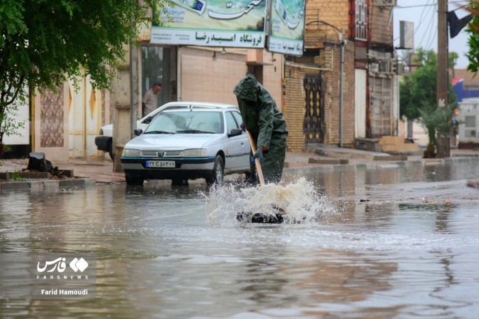 باران خیابان‌های خرمشهر را ونیزی کرد