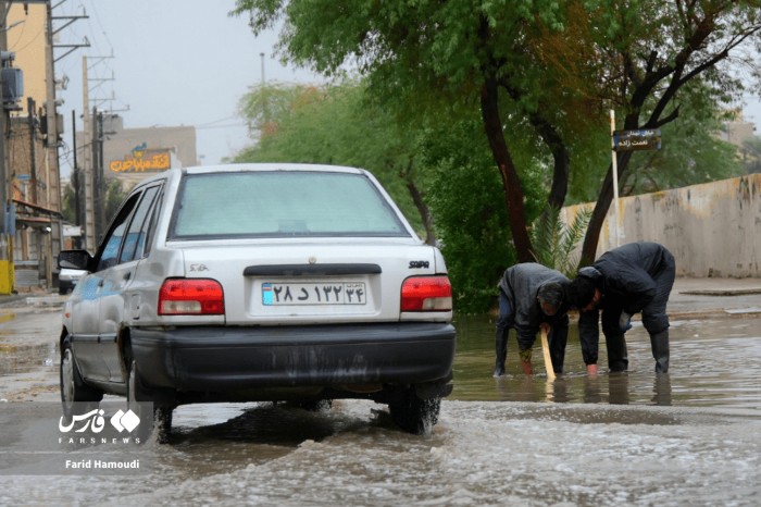 باران خیابان‌های خرمشهر را ونیزی کرد