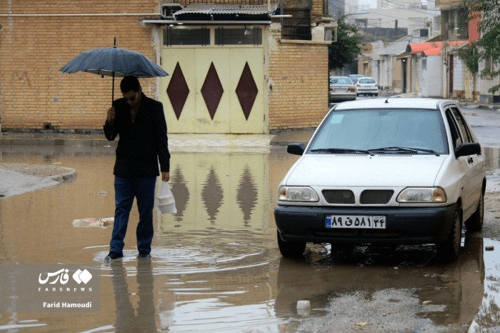 باران خیابان‌های خرمشهر را ونیزی کرد