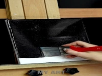 آموزش یک نقاشی با رنگهای مشکی و بنفش