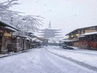 نخستین بارش برف در کیوتو ژاپن