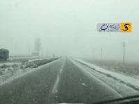 بارش برف در محور تاکستان - خرمدشت