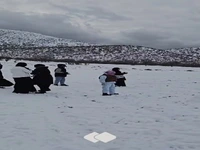 برفبازی مردم در ارتفاعات سرپلذهاب کرمانشاه