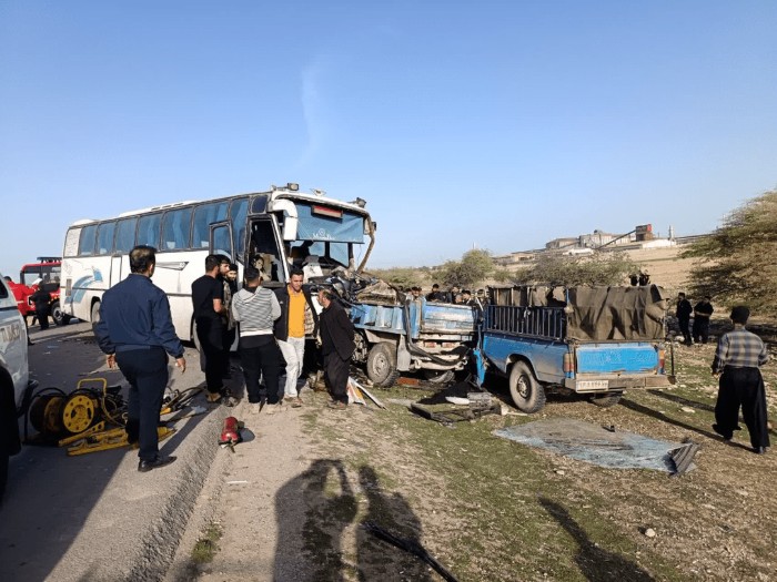 تصاویر خودروی مچالهشده در تصادف مرگبار جاده دزفول - شوشتر
