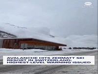 لحظه وقوع بهمن در یک پیست اسکی سوئیس