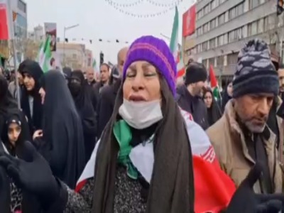 نمایی از لحظه اصابت موشک در راهپیمایی روز قدس تهران