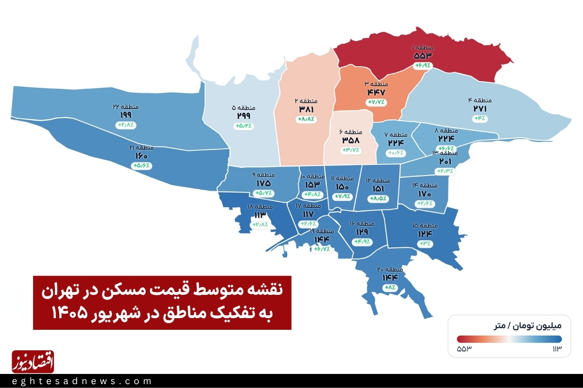 آمار عجیب افزایش 100 درصدی قیمت مسکن تهران طی یک سال