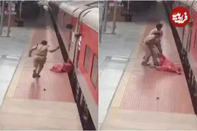 نجات معجزهآسای زن بیرون پریده از قطار درحال حرکت